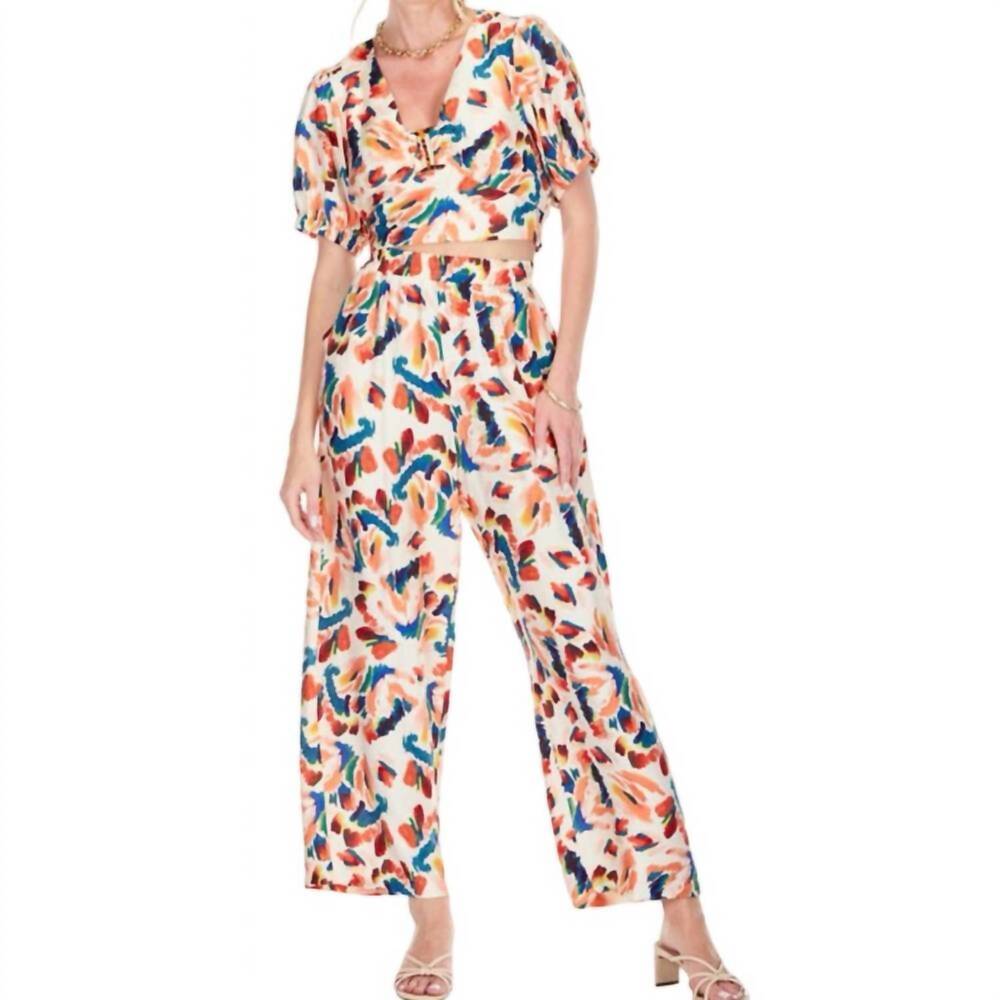NEW JOY JOY high rise straight palazzo pants set in tiger lillies